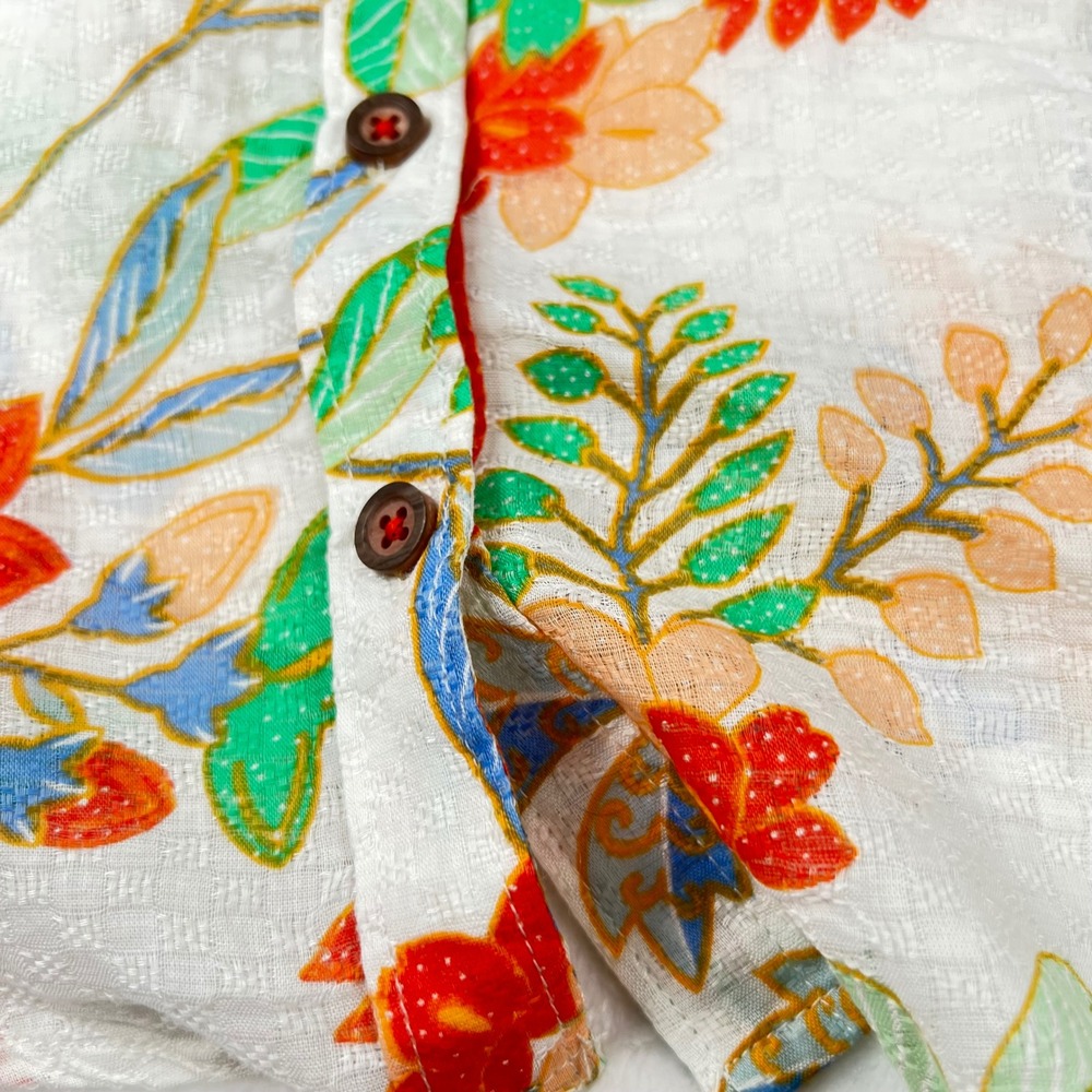 Maeve Anthropologie Floral Puff Sleeve Button Down Blouse White Multi Size 4 - Picture 5 of 12